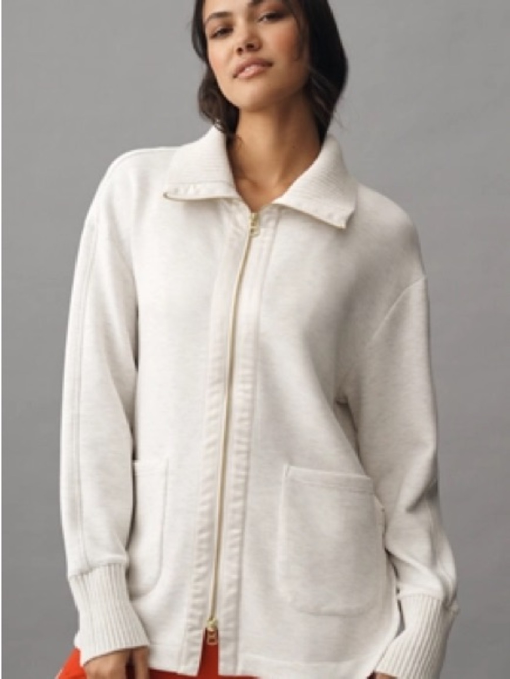 Varley Niamh Cream Zip-Front Bomber Jacket